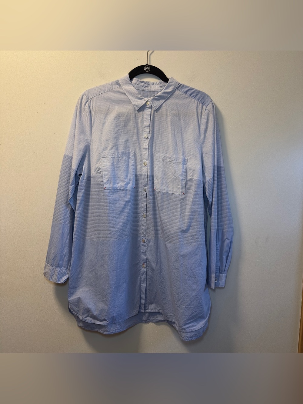 J Jill Women’s Light Blue Striped Long Sleeve Button Shirt Sz L Sty:WTP110821